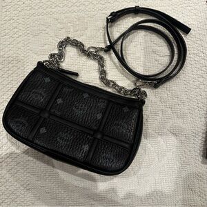 MCM Black Leather Chain Shoulder Bag